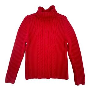 Marsh Landing Amanda Smith Women's XL Red Cable Knit Turtleneck Sweater Cotton